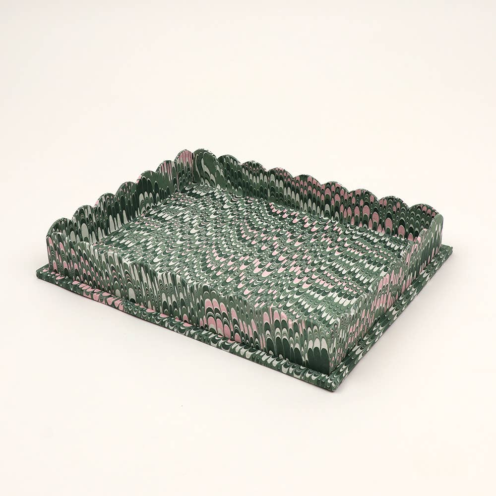 Green Scalloped Trays Large main image 0