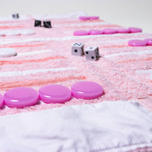 Load image into Gallery viewer, Terry Cloth Pink Outdoor/Travel Backgammon Set