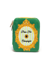 Load image into Gallery viewer, Velvet Jewelry Zip Case / Organizer - "Press for Champagne"