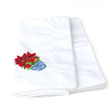 Load image into Gallery viewer, Poinsettia Embroidered Dinner Napkin - set of 4