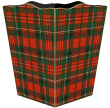 Load image into Gallery viewer, Red & Green Plaid Wastepaper Basket: Flat Top