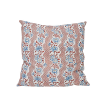 Load image into Gallery viewer, Pink Blooming Trellis Block Printed Linen Cushion Cover