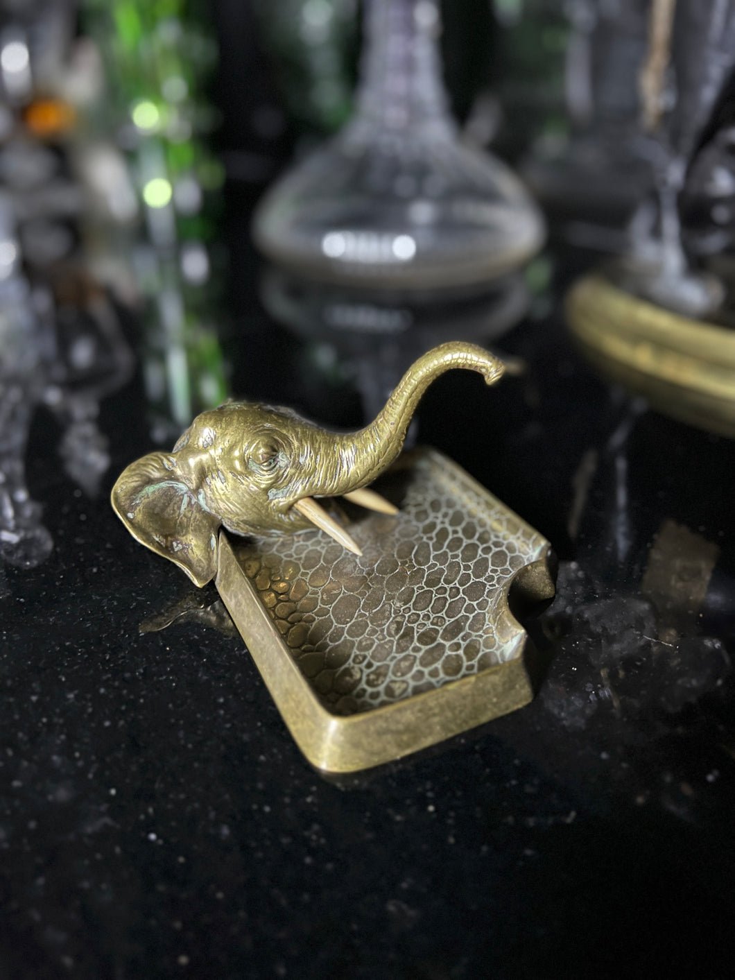 Vintage Brass Elephant Tray