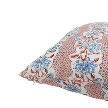 Load image into Gallery viewer, Pink Blooming Trellis Block Printed Linen Cushion Cover
