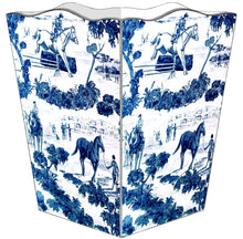 Load image into Gallery viewer, Marye-Kelley - WB8823- Blue Equestrian Wastepaper Basket: Flat Top