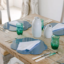 Load image into Gallery viewer, Denim Scalloped Lacquer Placemats by Addison Ross- Set of 4