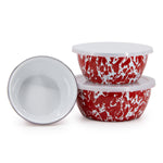 Load image into Gallery viewer, Splatterware Enamel Nesting Bowls With Lids By Golden Rabbit - Set of 3