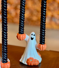 Load image into Gallery viewer, Fitz and Floyd Halloween Ghost Candleholders with Pumpkins Set of 2 - Vintage by KSW