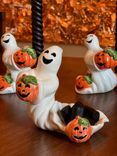 Load image into Gallery viewer, Fitz and Floyd Halloween Ghost Candleholders and Trinket Holder Set of 3- Vintage by KSW
