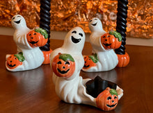 Load image into Gallery viewer, Fitz and Floyd Halloween Ghost Candleholders and Trinket Holder Set of 3- Vintage by KSW