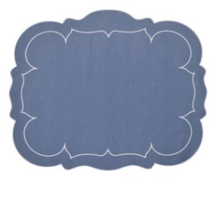 Load image into Gallery viewer, Scalloped Linen Placemats with Coating - Set of 4
