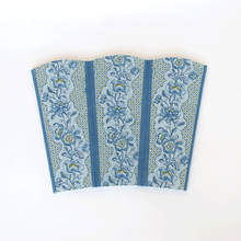 Load image into Gallery viewer, Indigo Block Printed Scalloped Collapsible Basket
