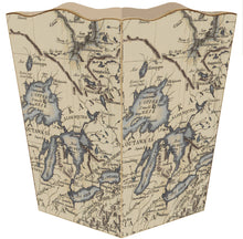 Load image into Gallery viewer, Antique Great Lakes Map Wastepaper Basket by Marye Kell