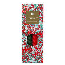 Load image into Gallery viewer, Red and Green Spiral Christmas Dinner Candles - Set of 4