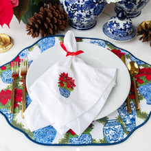 Load image into Gallery viewer, Poinsettia Embroidered Dinner Napkin - set of 4