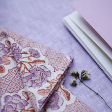 Load image into Gallery viewer, Lilac Linen Block Printed Dinner Napkin - Set of 2
