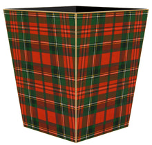 Load image into Gallery viewer, Red & Green Plaid Wastepaper Basket: Flat Top