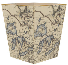 Load image into Gallery viewer, Antique Great Lakes Map Wastepaper Basket by Marye Kell