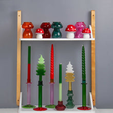 Load image into Gallery viewer, Red and Green Spiral Christmas Dinner Candles - Set of 4