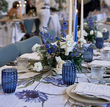 Load image into Gallery viewer, Blue Flower Garden Linen Tablecloth - Rectangular