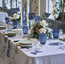 Load image into Gallery viewer, Blue Flower Garden Linen Tablecloth - Rectangular
