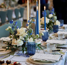 Load image into Gallery viewer, Blue Flower Garden Linen Tablecloth - Rectangular
