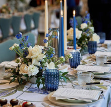 Load image into Gallery viewer, Blue Flower Garden Linen Tablecloth - Rectangular