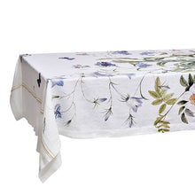 Load image into Gallery viewer, Blue Flower Garden Linen Tablecloth - Rectangular