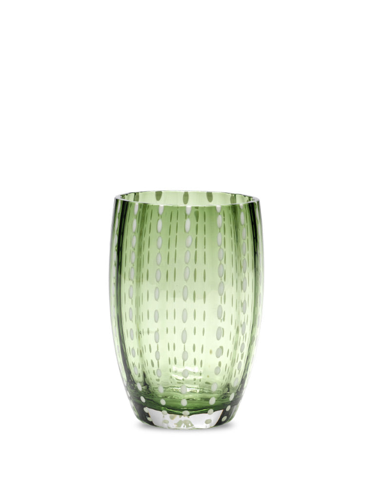 British Green Perle Glass Tumbler - Set of 2 By Zafferano America