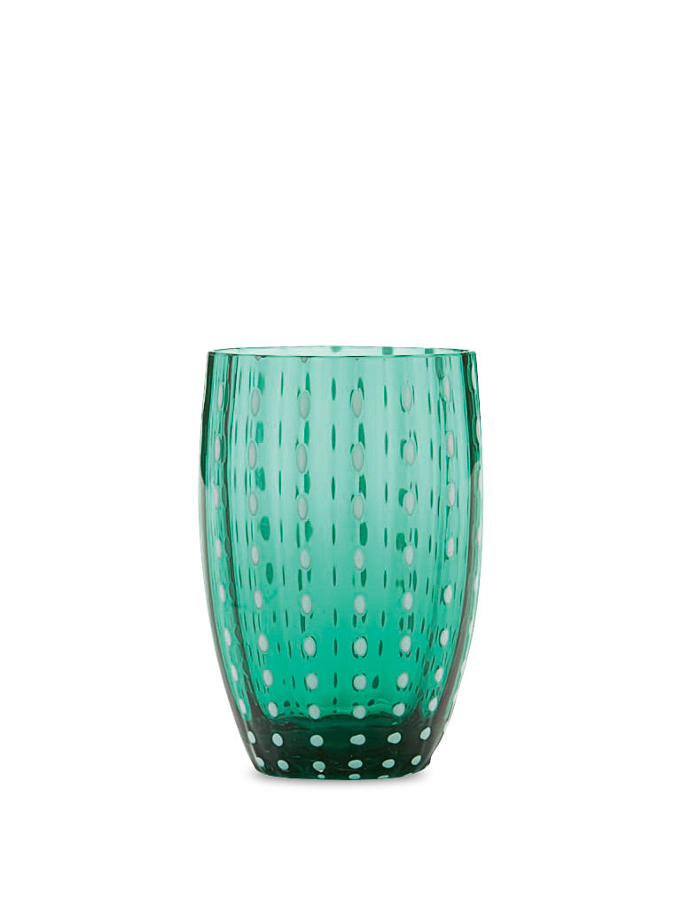 Green Perle Glass Tumbler - Set of 2 By Zafferano America