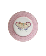 Load image into Gallery viewer, Butterfly Pink Lace Dessert Plate by Mottahedeh China
