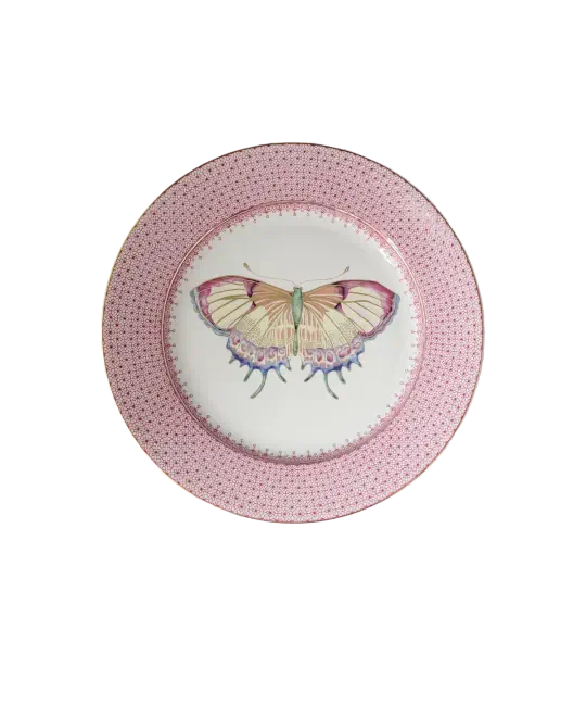 Butterfly Pink Lace Dessert Plate by Mottahedeh China