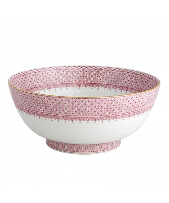 Pink Lace Round Serving Bowl by Mottahedeh China