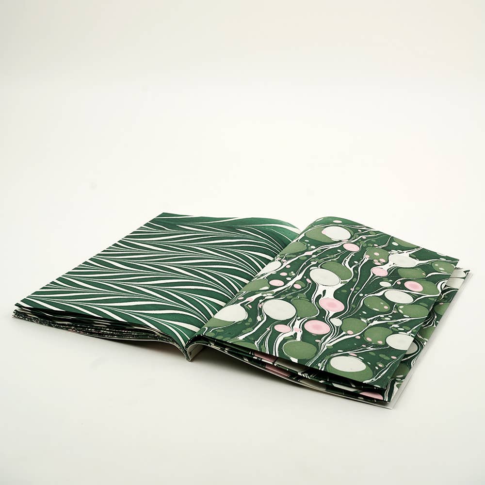 Green Hand Marbled Gift Wrapping Paper Booklet