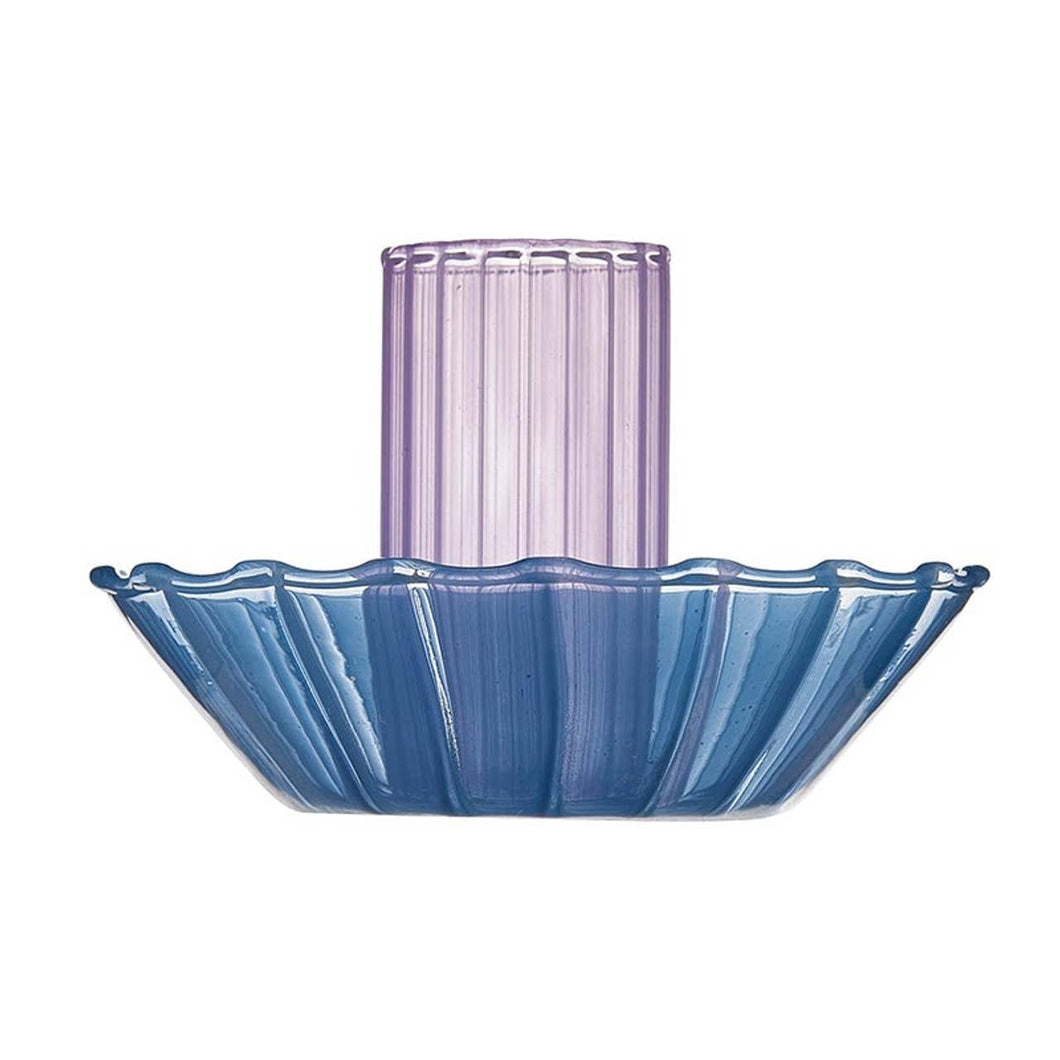 Blue and Purple Glass Candle Holder
