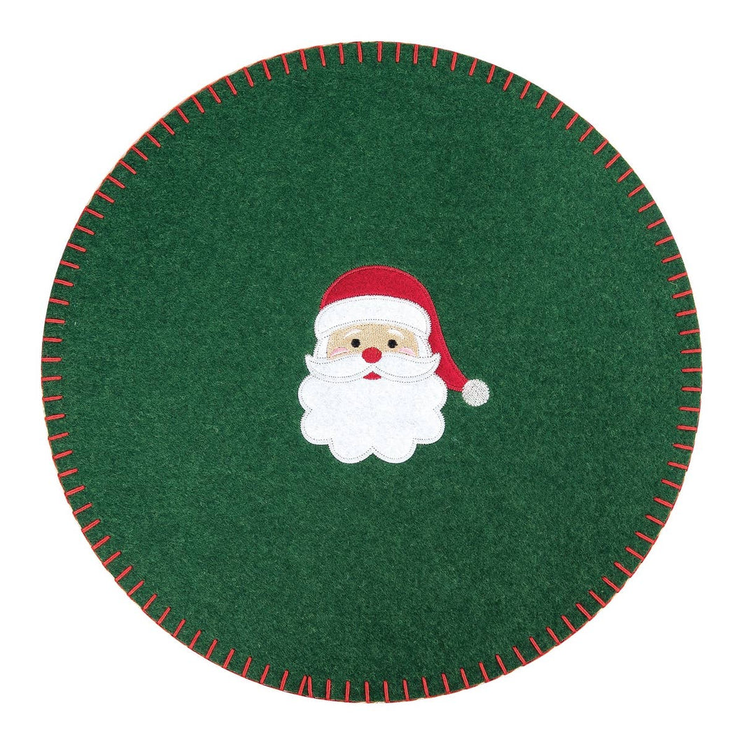 Christmas Santa Green Felt Round Placemat - Set of 6