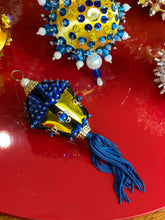 Load image into Gallery viewer, Gold and Blue Collection of Vintage Push Pin Ornaments