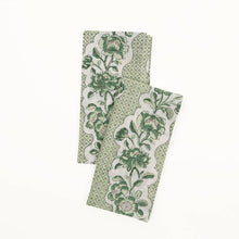 Load image into Gallery viewer, Green Blooming Trellis Block Printed Dinner Napkin - Set of 2
