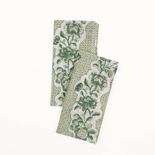 Load image into Gallery viewer, Green Blooming Trellis Block Printed Dinner Napkin - Set of 2