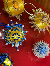 Load image into Gallery viewer, Gold and Blue Collection of Vintage Push Pin Ornaments