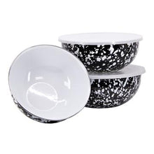 Load image into Gallery viewer, Splatterware Enamel Mixing Bowls With Lids By Golden Rabbit - Set of 3
