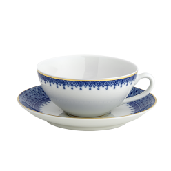 Mottahedeh China Blue Lace Coup Cup & Saucer Single Set