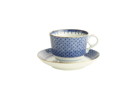 Mottahedeh China Blue Lace Tea Cup and Saucer