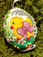 Load image into Gallery viewer, Hand-painted "Embroidered Chicks" Eggs Set of 3