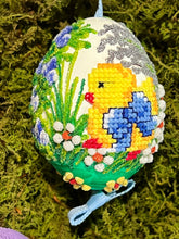 Load image into Gallery viewer, Hand-painted "Embroidered Chicks" Eggs Set of 3