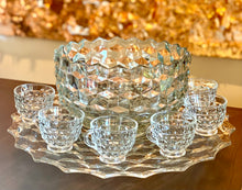 Load image into Gallery viewer, Mosser Glass Faceted Punch Bowl, Tray and Cups
