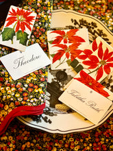 Load image into Gallery viewer, Poinsettia Place Card set of 16 by The Punctilious Mr.P