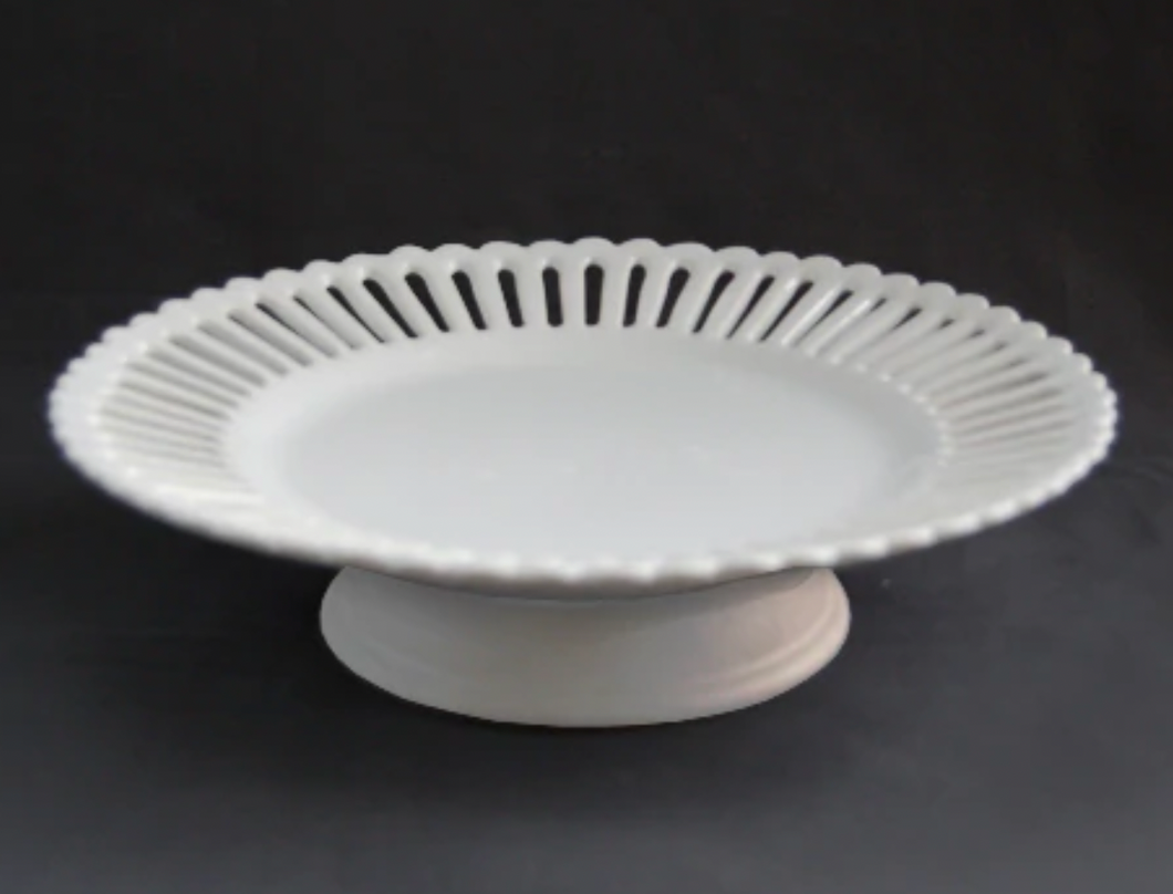 Openwork Cake Plate with Low Stand by Bourg Joly Malicorne