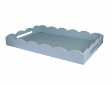 Load image into Gallery viewer, Large Pale Blue Scalloped Lacquer Tray by Addison Ross