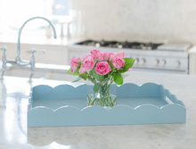 Load image into Gallery viewer, Large Pale Blue Scalloped Lacquer Tray by Addison Ross